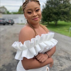 Off shoulder ruffle fitted dress